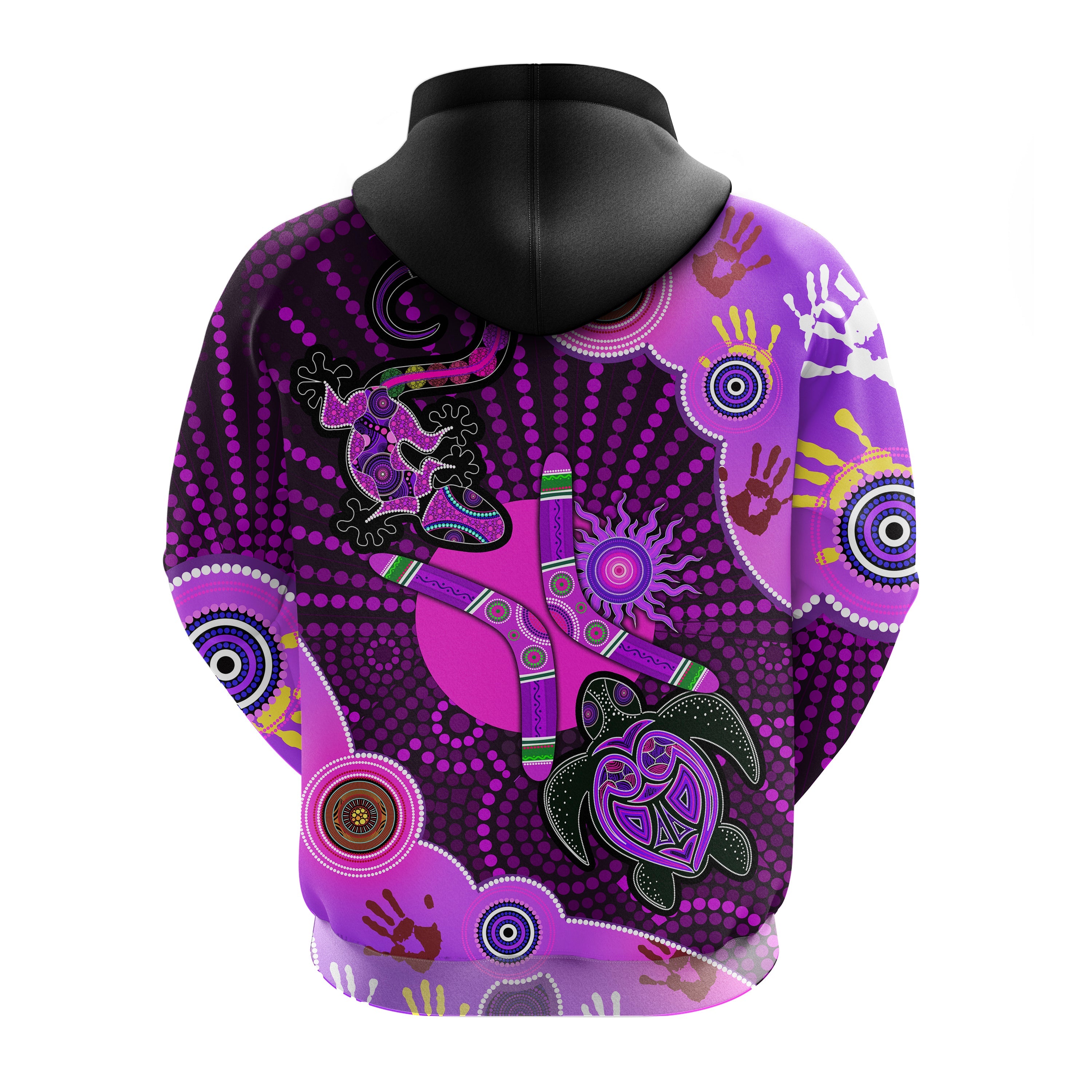 aboriginal-naidoc-week-2021-purple-turtle-lizard-sun-hoodie