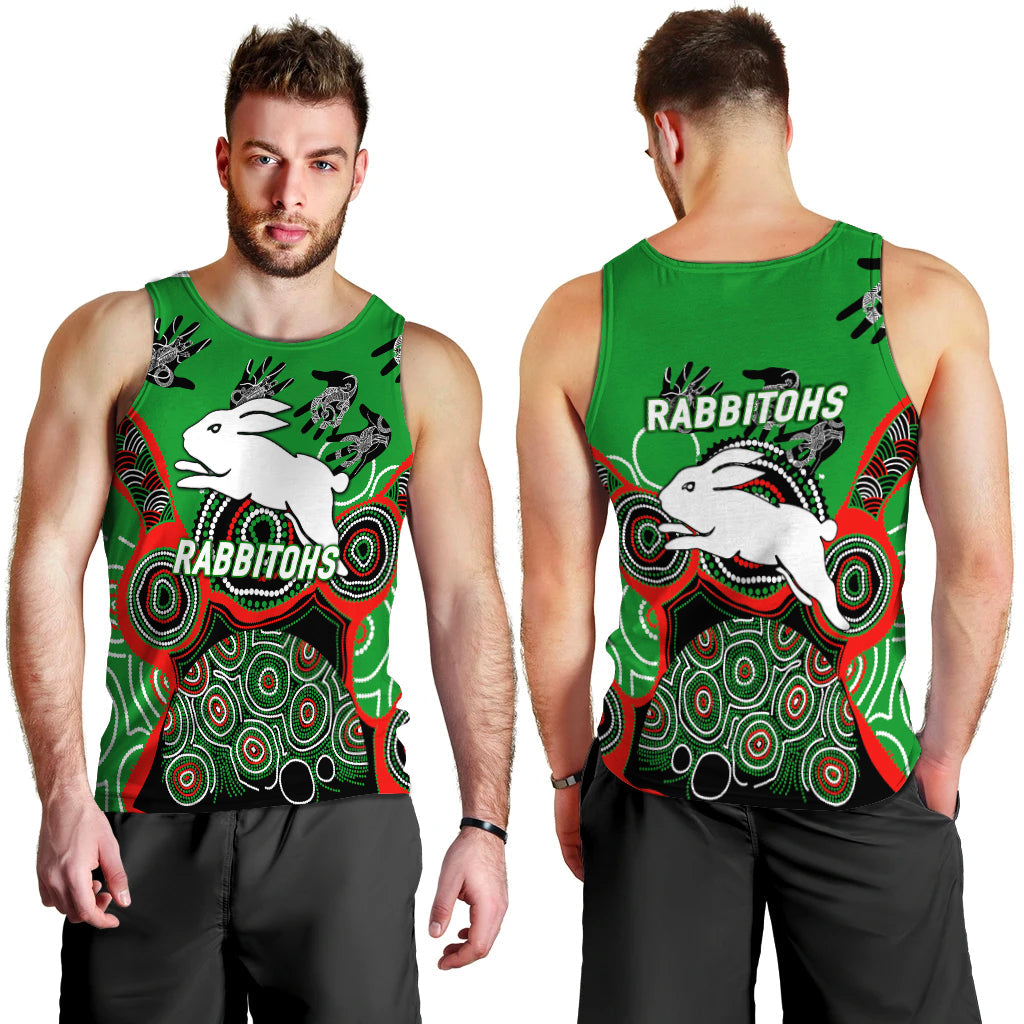 Rabbitohs Rugby Aboriginal Art Men Tank Top - LT12