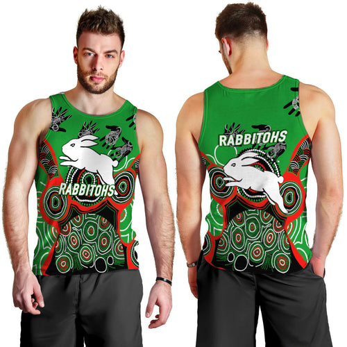 Rabbitohs Rugby Aboriginal Art Men Tank Top - LT12