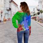 Torres Strait Islanders Off Shoulder Sweater - Ocean Hibiscus - Vibe Hoodie