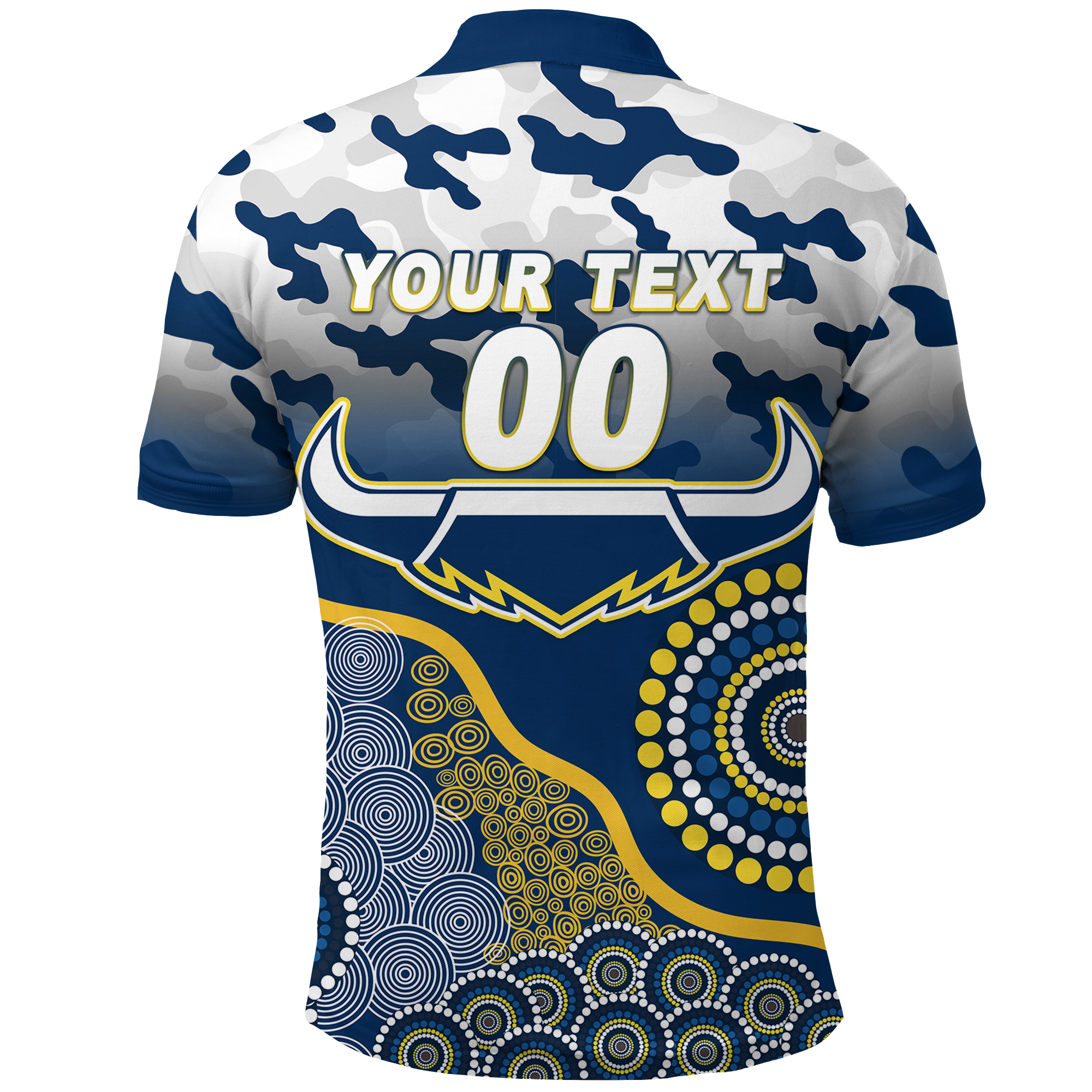 (Custom Personalised) Cowboys Rugby ANZAC Day Camouflage Indigenous Art Polo Shirt - LT12