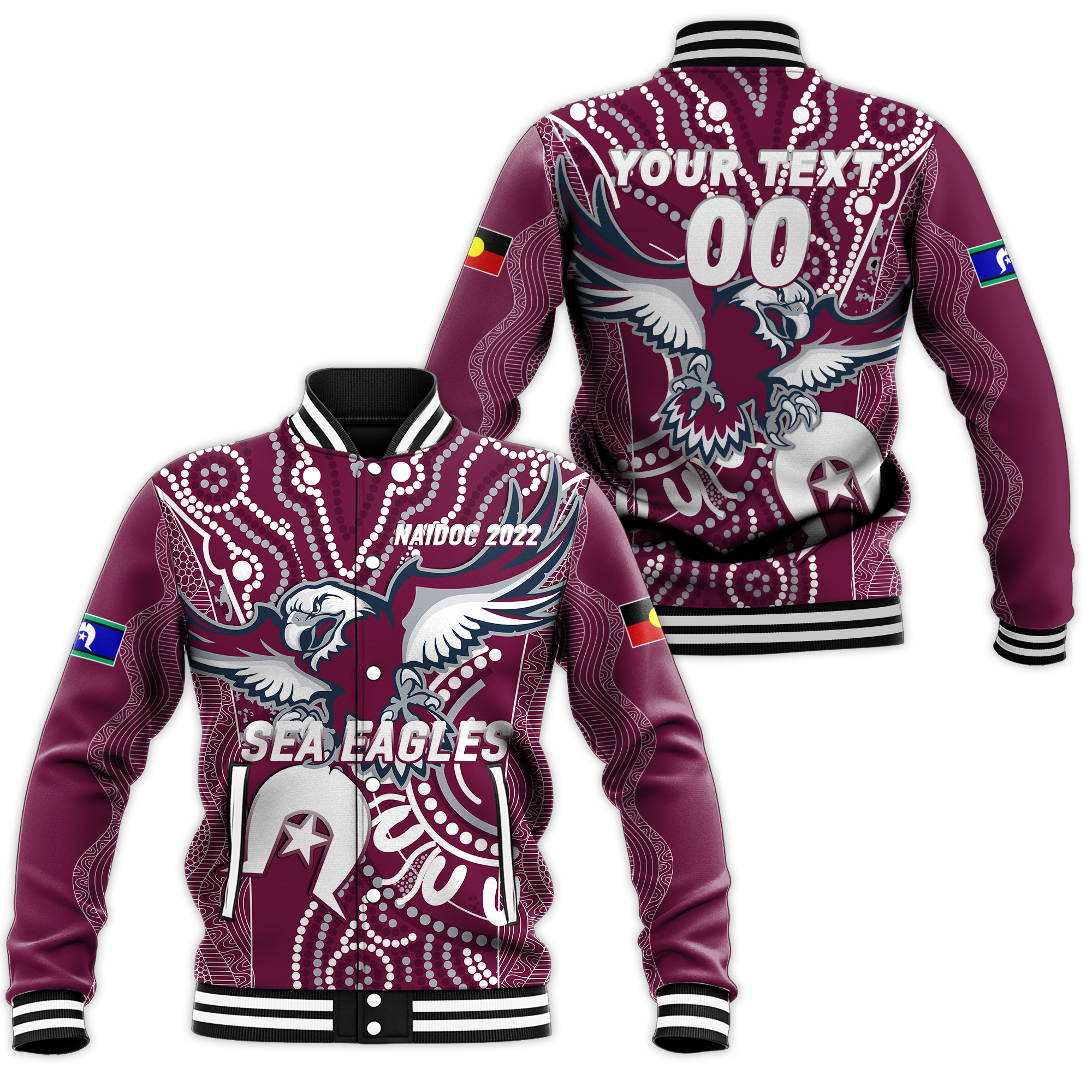 custom-personalised-sea-eagles-rugby-naidoc-2022-aboriginal-baseball-jacket