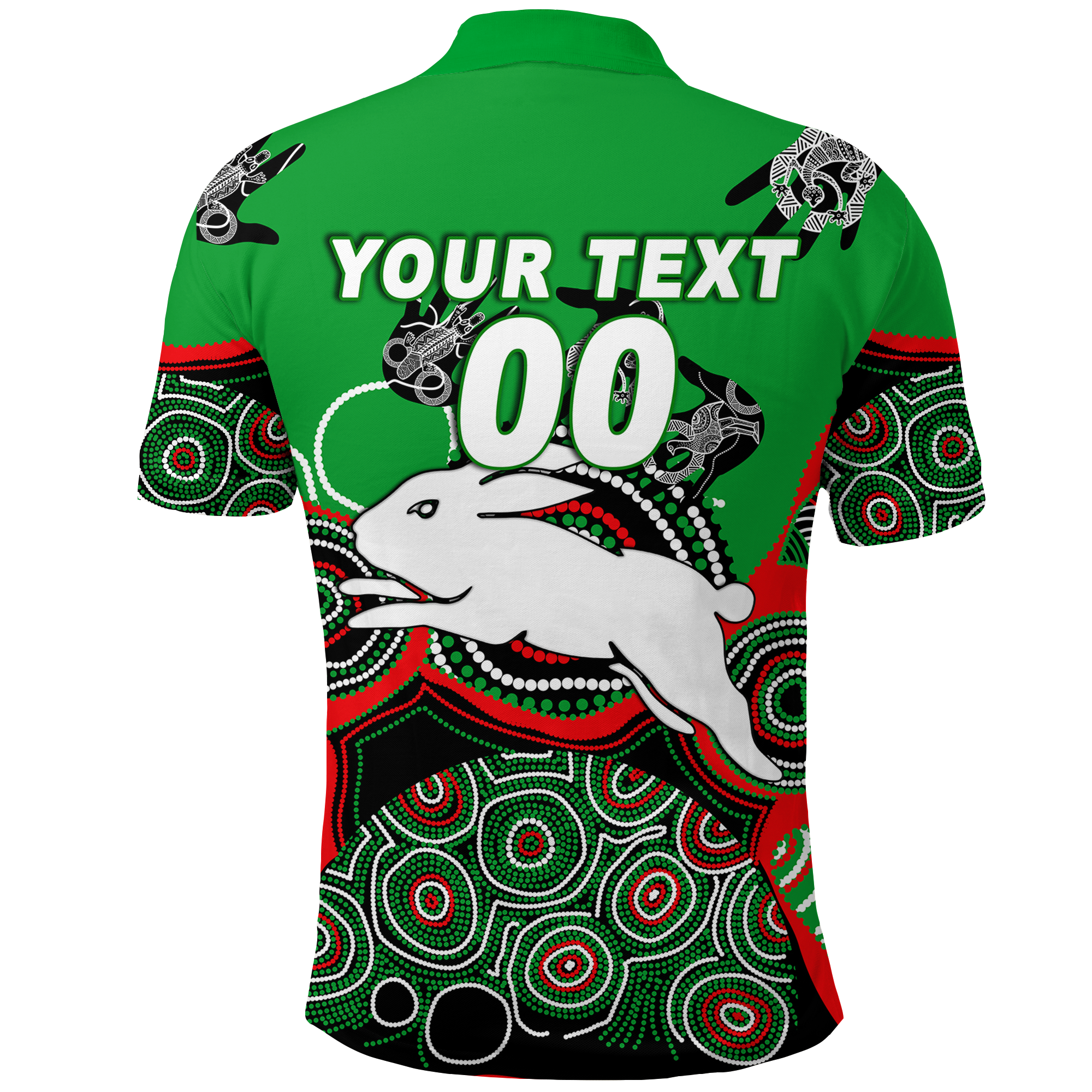 (Custom Personalised) Rabbitohs Rugby Aboriginal Art Polo Shirt - LT12