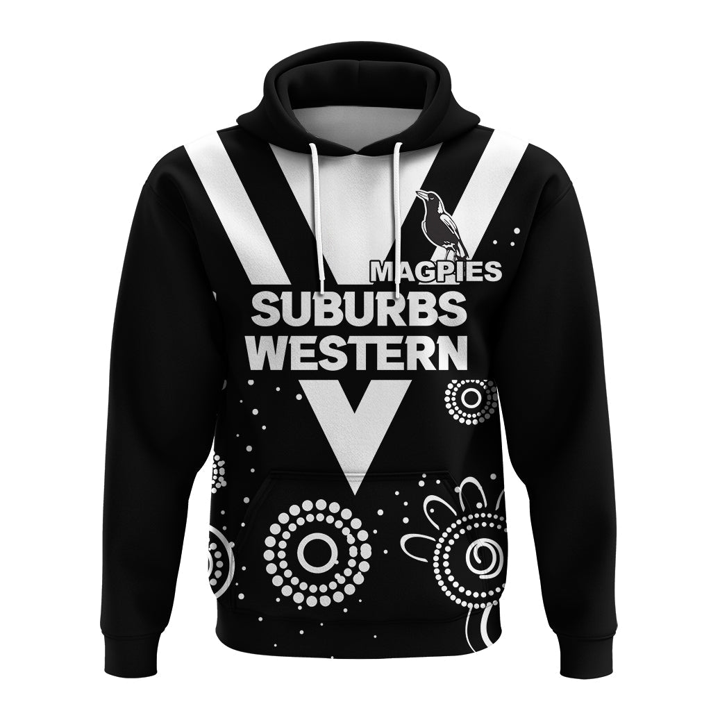 Western Suburbs Magpies Hoodie - Indigenous Dot Painting Art - LT12