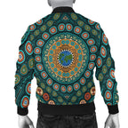 womens-bomber-jacket-aboriginal-green-dot-painting-with-earth