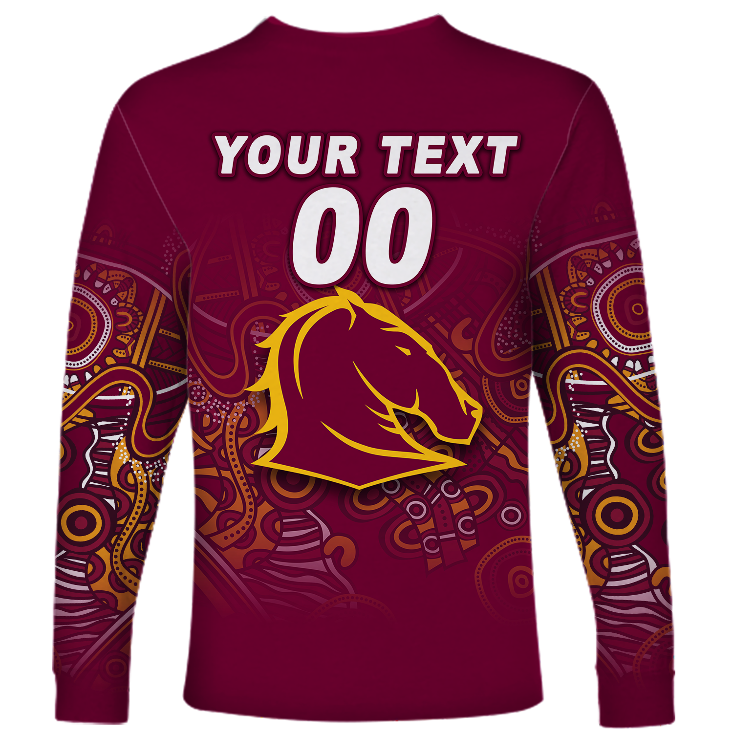 (Custom Personalised) Brisbane Broncos Rugby Indigenous Long Sleeve Shirt - LT12