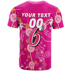 (Custom Personalised) Sydney Sixers Aboriginal Art Cricket 2022 T-Shirt - LT12