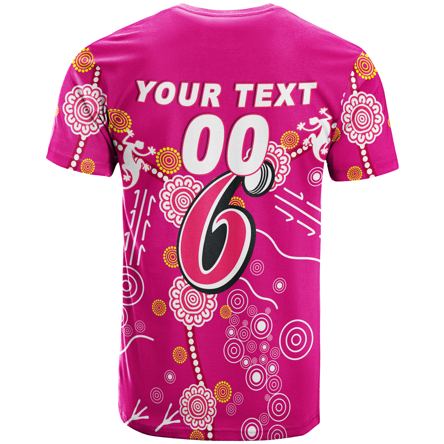 (Custom Personalised) Sydney Sixers Aboriginal Art Cricket 2022 T-Shirt - LT12