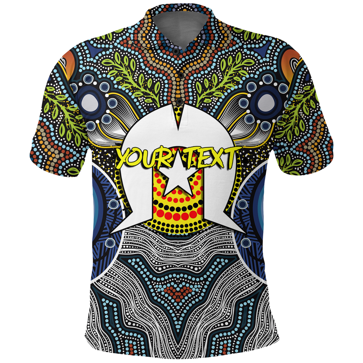 custom-personalised-naidoc-week-2022-get-up-stand-up-show-up-aboriginal-dot-art-polo-shirt