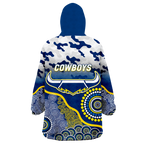 Cowboys Rugby ANZAC Day Camouflage Indigenous Art Wearable Blanket Hoodie - LT12