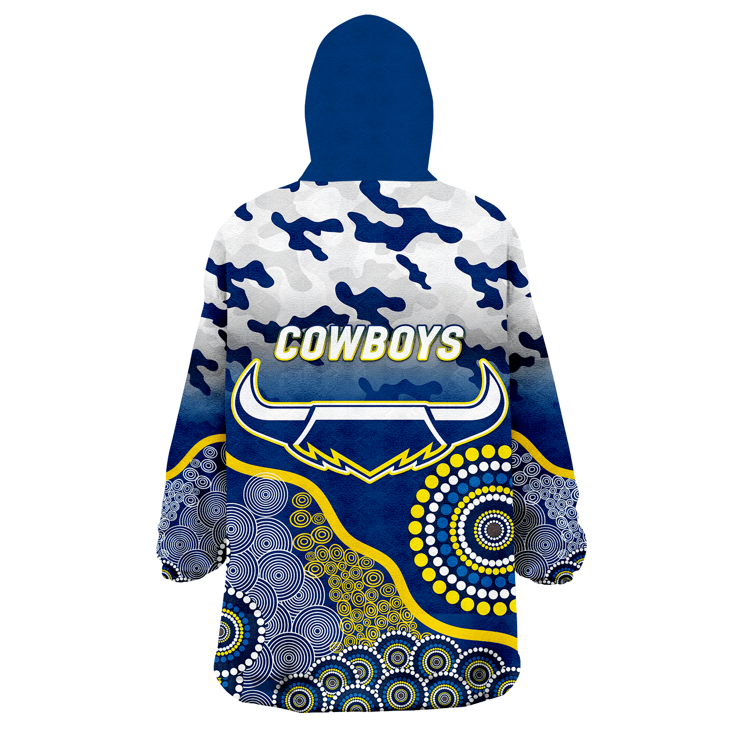 Cowboys Rugby ANZAC Day Camouflage Indigenous Art Wearable Blanket Hoodie - LT12