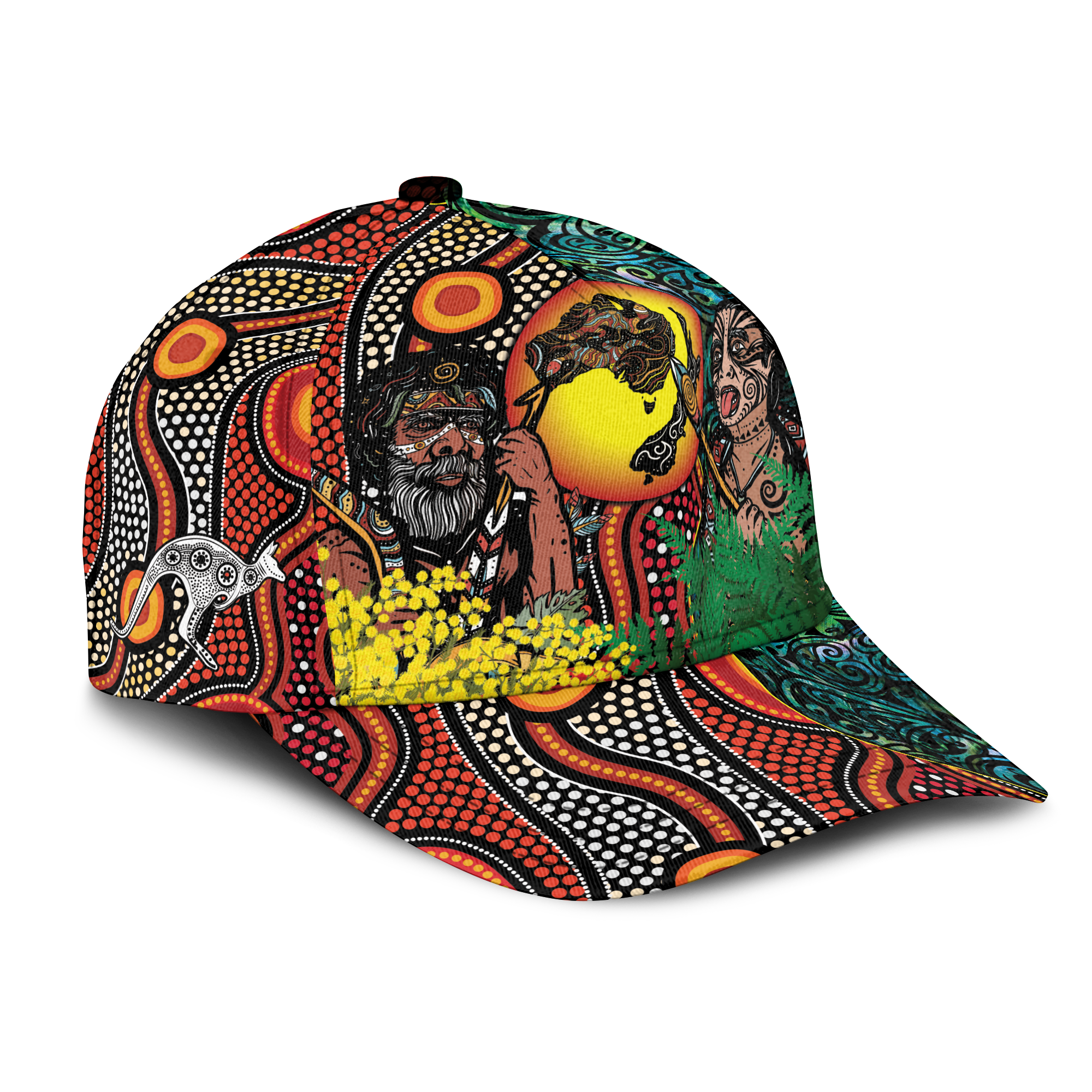 Australia Aboriginal Kangaroo Combine New Zealand Maori Kiwi Bird Cap - LT2