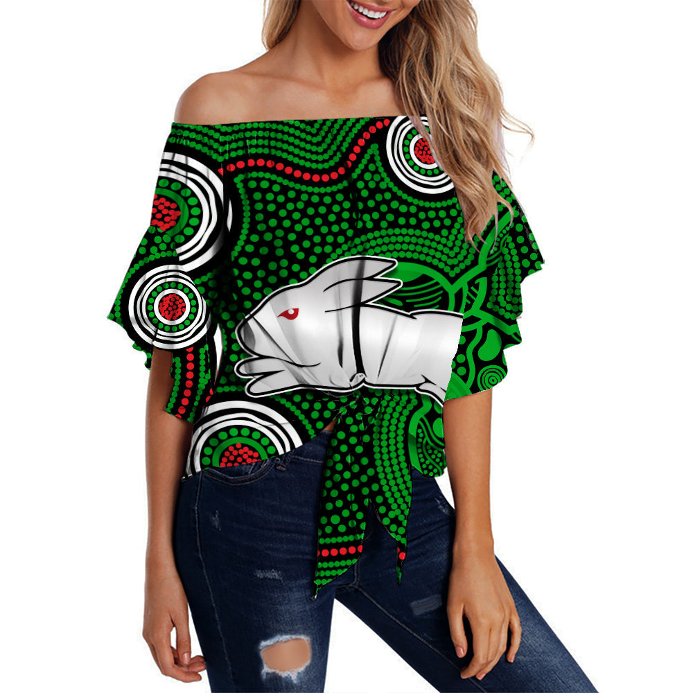 custom-personalised-rabbitohs-indigenous-off-shoulder-waist-wrap-top-simple-green