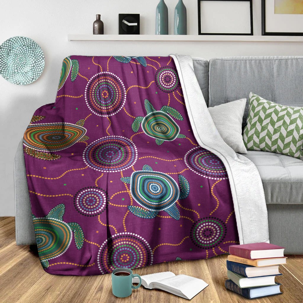 premium-blanket-aboriginal-turtle-purple-australia-dot-patterns