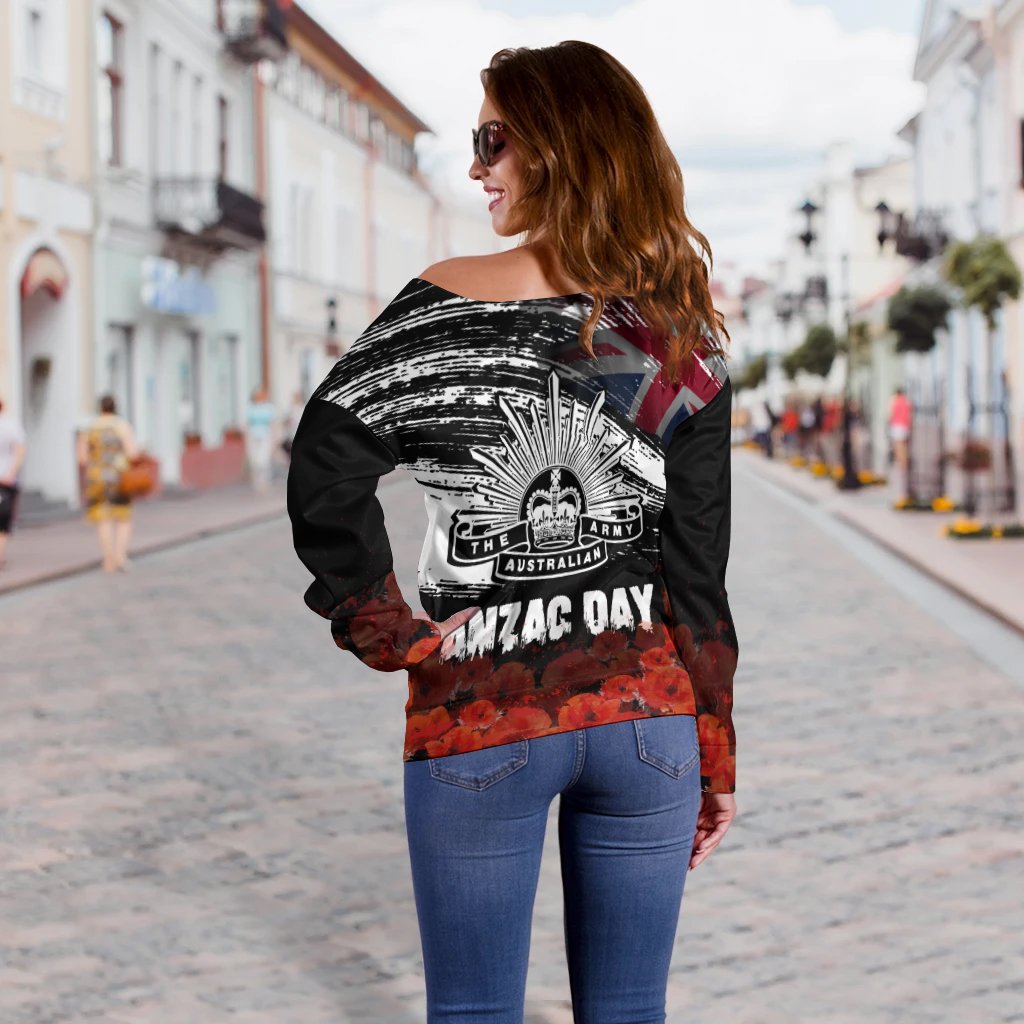 Anzac Day Women's Off Shoulder Sweater - Remembrance Anzac - Vibe Hoodie