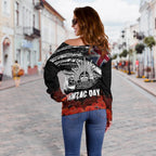Anzac Day Women's Off Shoulder Sweater - Remembrance Anzac - Vibe Hoodie