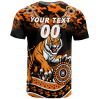 (Custom Personalised) Tigers Rugby ANZAC Day Camouflage Indigenous Art T-Shirt - LT12