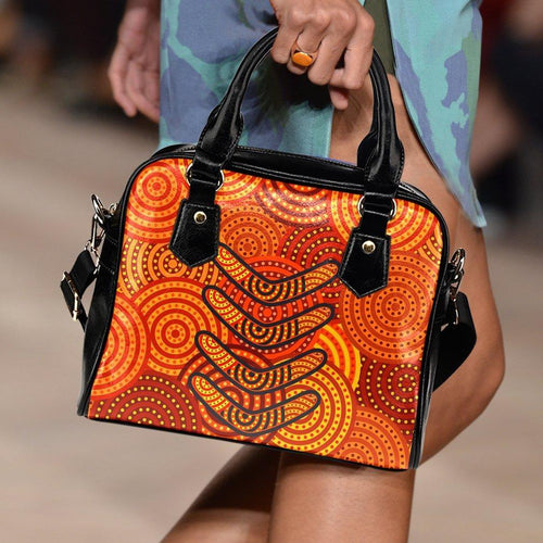 Aboriginal Shoulder Handbag - Aboriginal Boomerangs And Dot Circle - Vibe Hoodie