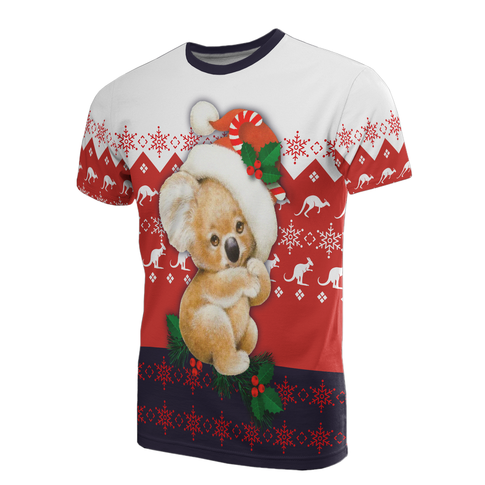 christmas-t-shirt-koala-t-shirt-kangaroo-symbol-snowflakes-unisex