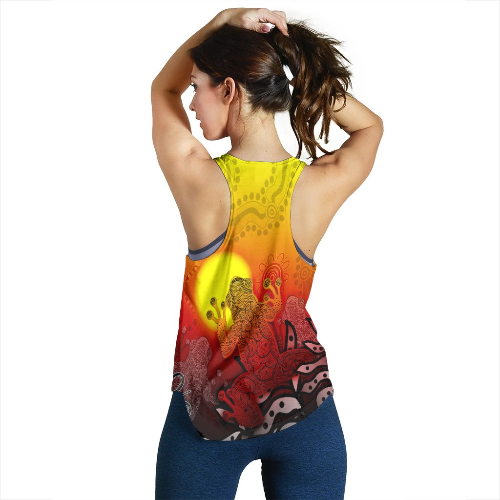 Aboriginal Women's Racerback Tank - Indigenous Frog (Red) - Vibe Hoodie