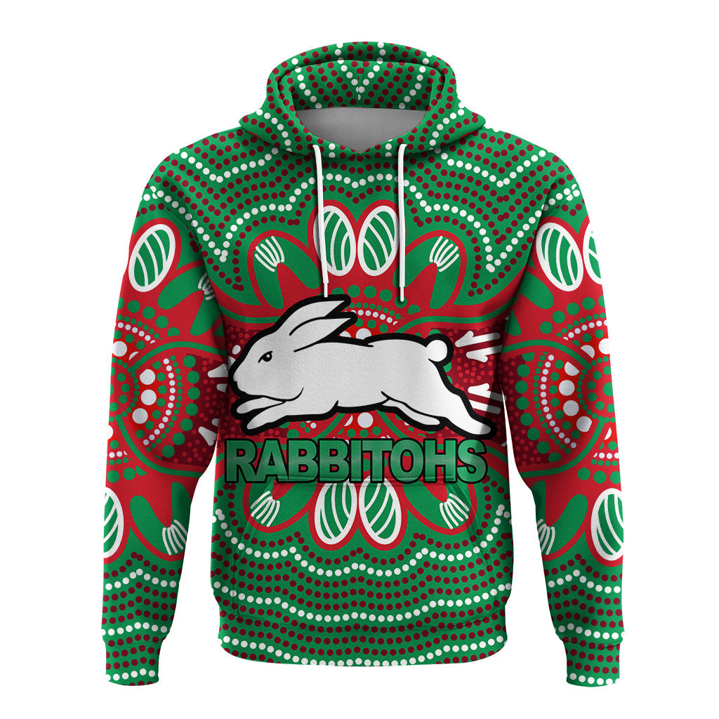 custom-personalised-rabbitohs-hoodie-aboriginal-dot-painting-lt12