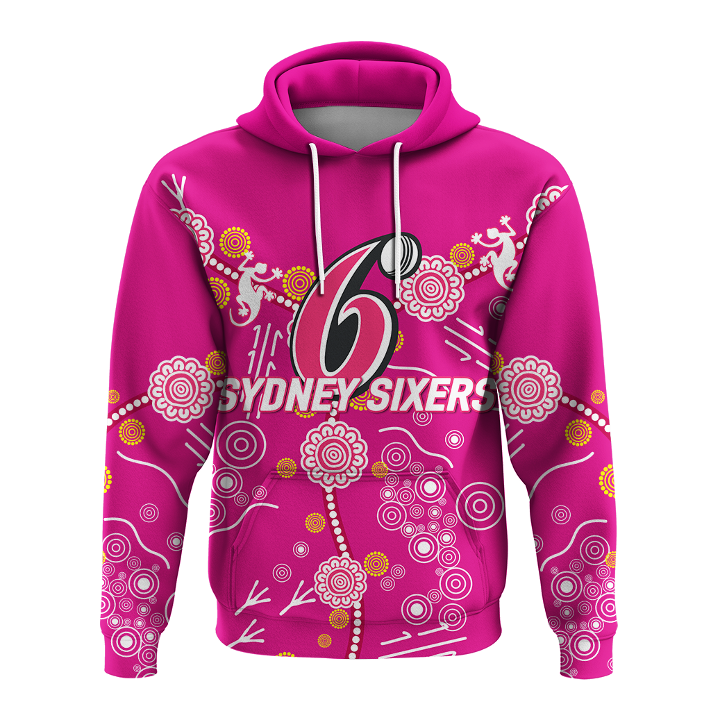 Sydney Sixers Aboriginal Art Cricket 2022 Hoodie - LT12