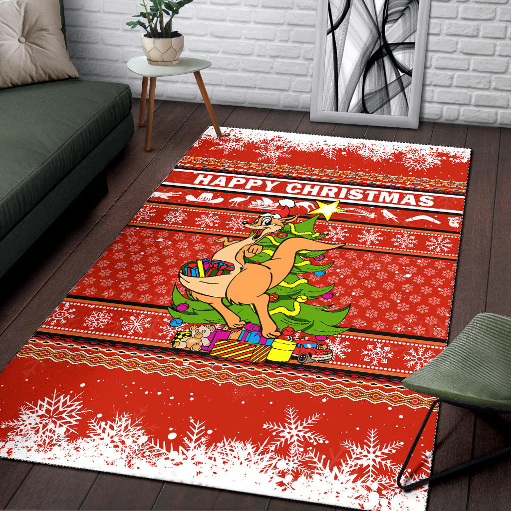 Australia Christmas Kangaroo Aboriginal Pattern Area Rug - LT2