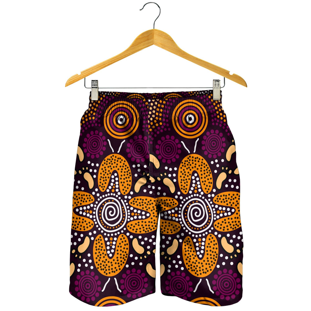 aboriginal-mens-shorts-flowers-dot-panting-art