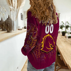 (Custom Personalised) Brisbane Broncos Rugby Indigenous Women Casual Shirt - LT12