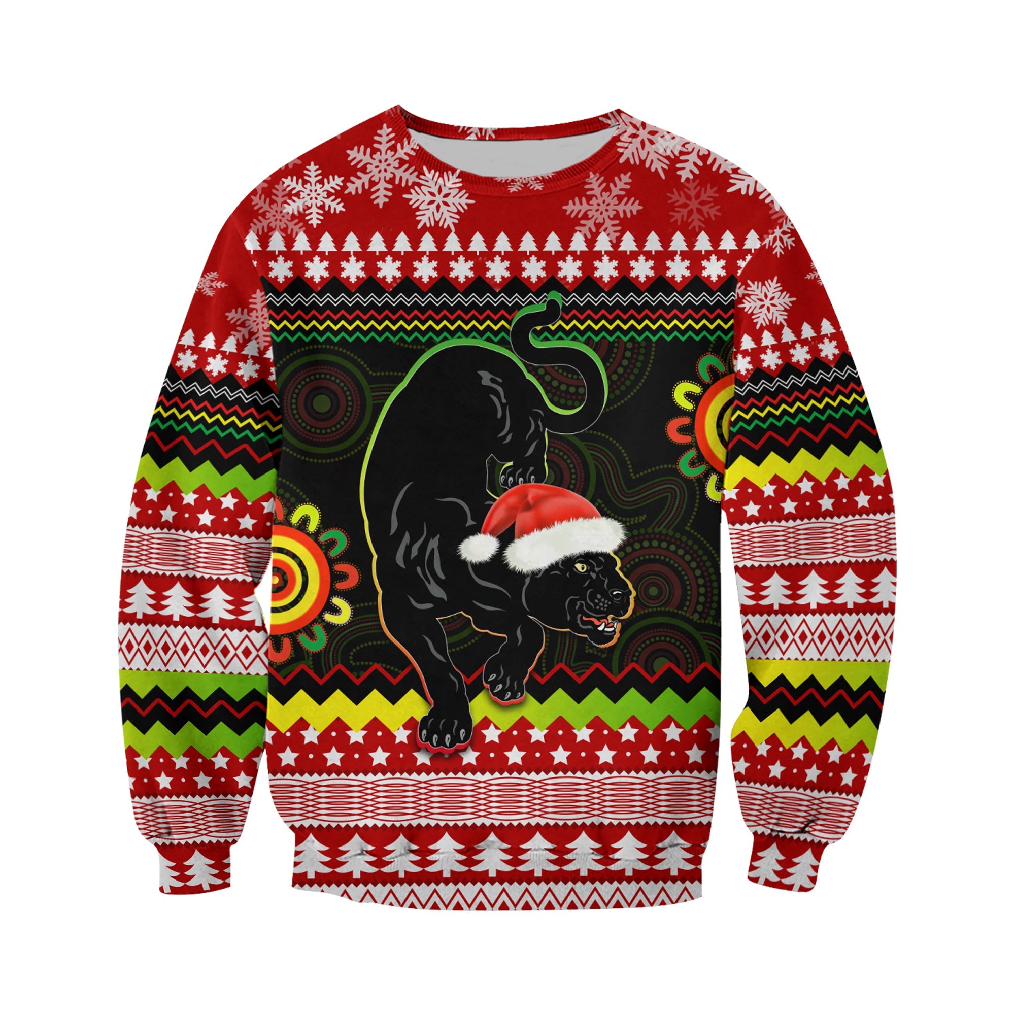 custom-personalised-panthers-christmas-sweatshirt-penrith-snow-mix-indigenous