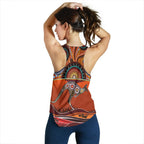 Aboriginal Women's Racerback Tank - Kangaroo With Dot Painting - Vibe Hoodie