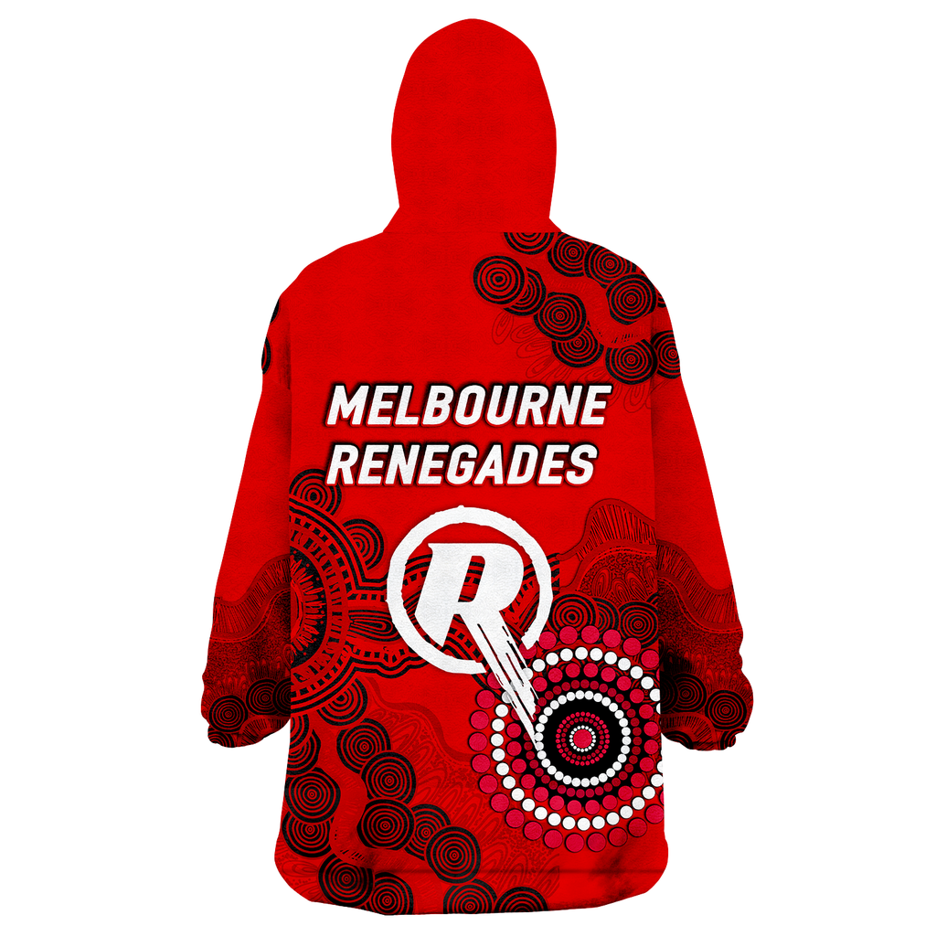 Melbourne Renegades Aboriginal Art Cricket 2022 Wearable Blanket Hoodie - LT12