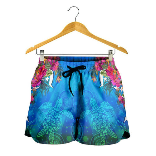 Women Short - Torres Strait Blue Sea With Hibiscus - Vibe Hoodie