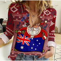 custom-personalised-women-casual-shirt-christmas-australia-santa-claus-hold-the-flag-red