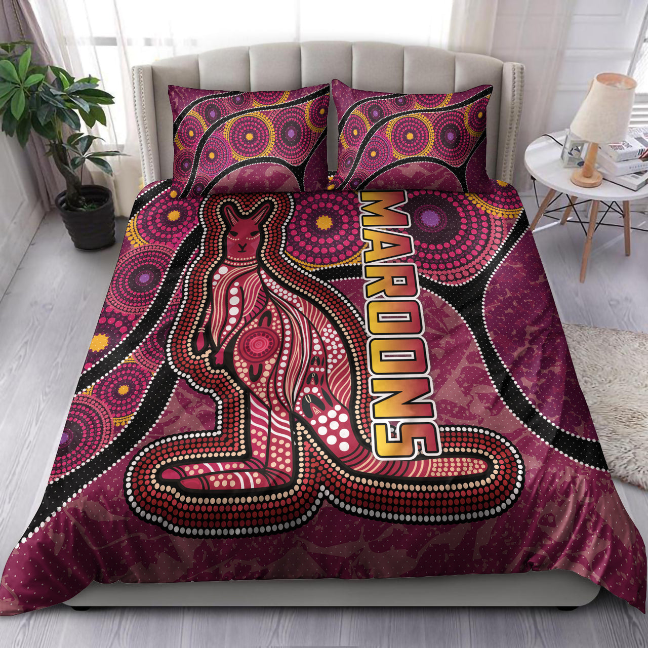 maroons-rugby-bedding-set-custom-maroons-kangaroo-bedding-set