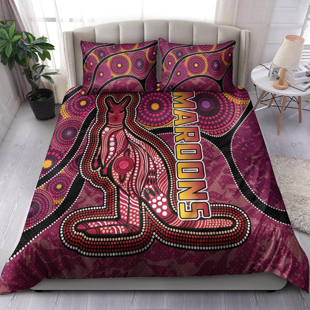 maroons-rugby-bedding-set-custom-maroons-kangaroo-bedding-set