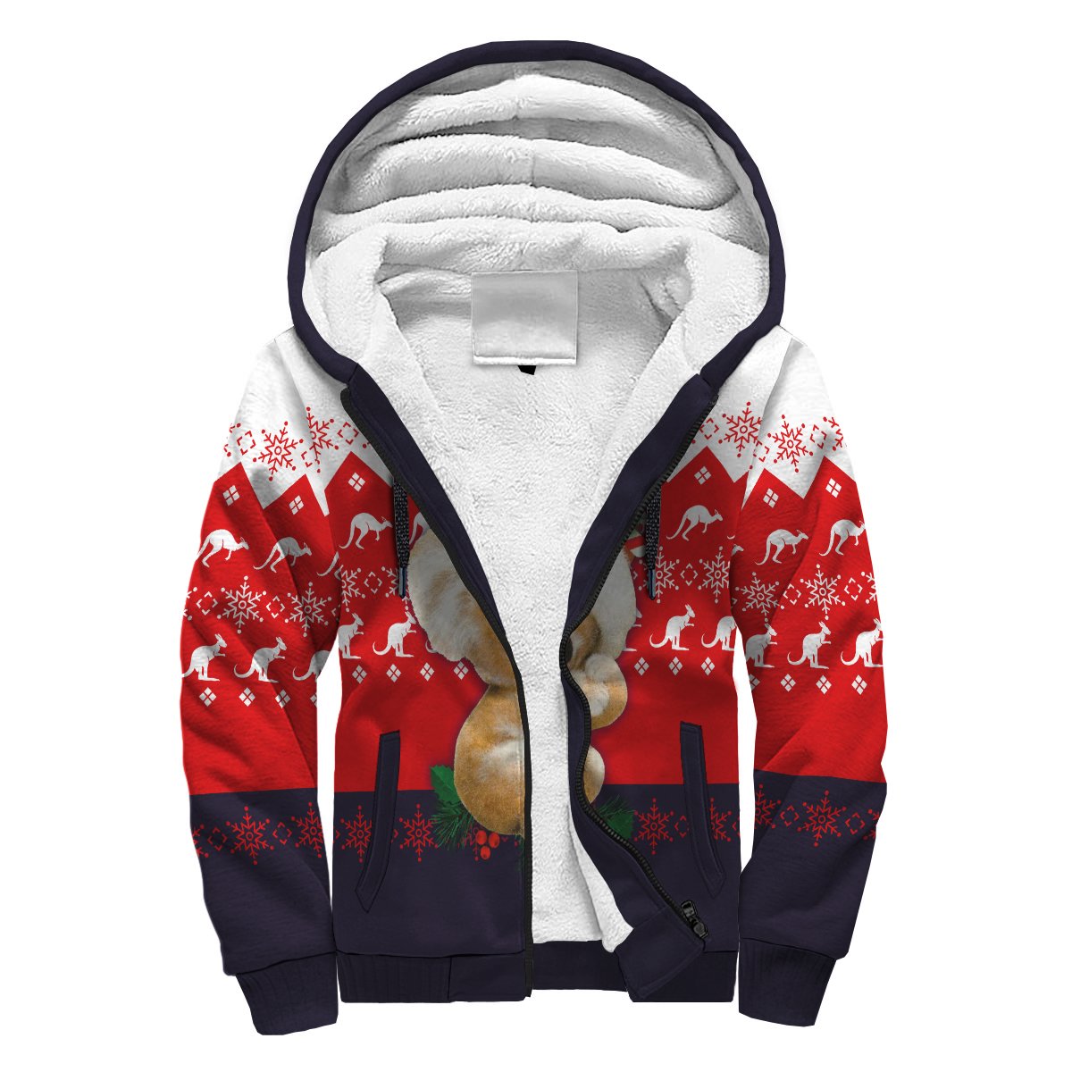 christmas-sherpa-hoodie-koala-hoodie-kangaroo-symbol-snowflakes-unisex