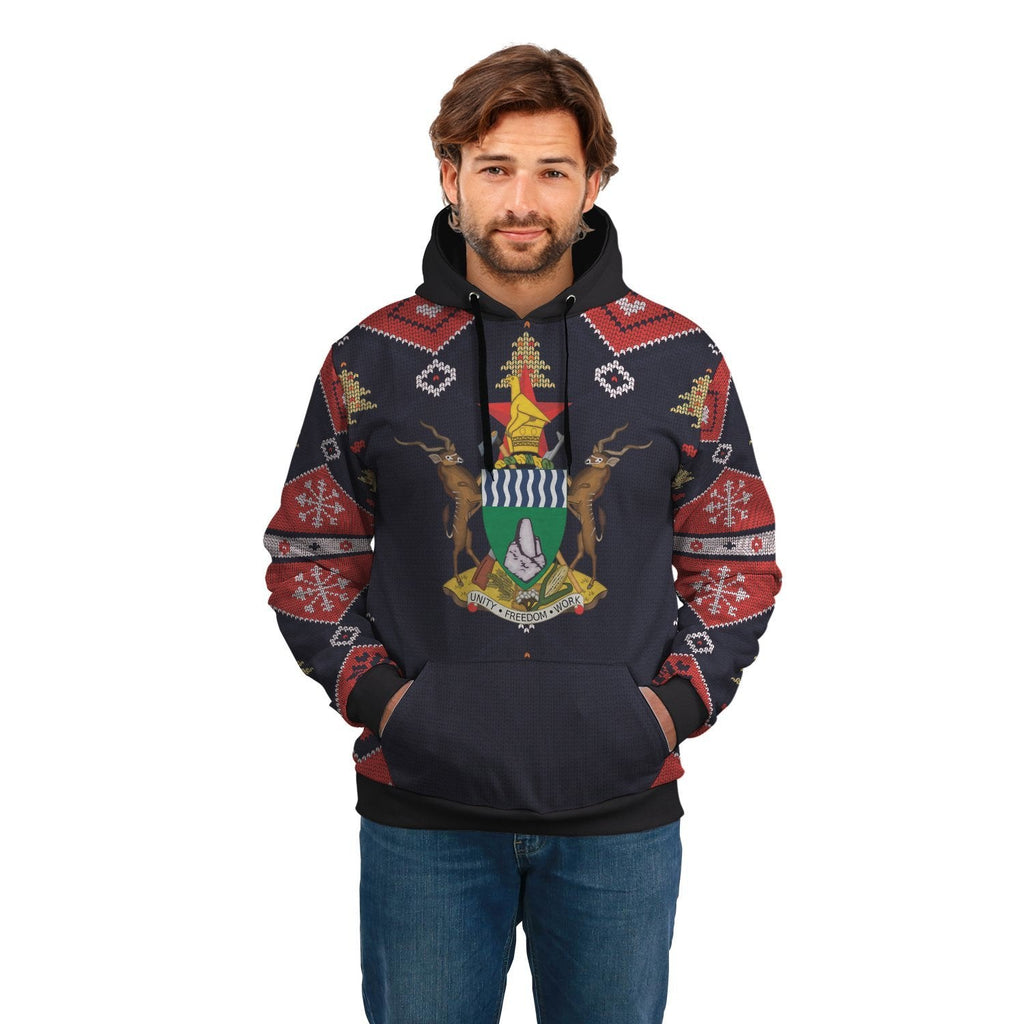 Zimbabwe Christmas Hoodie - Santa Claus Ho Ho Ho