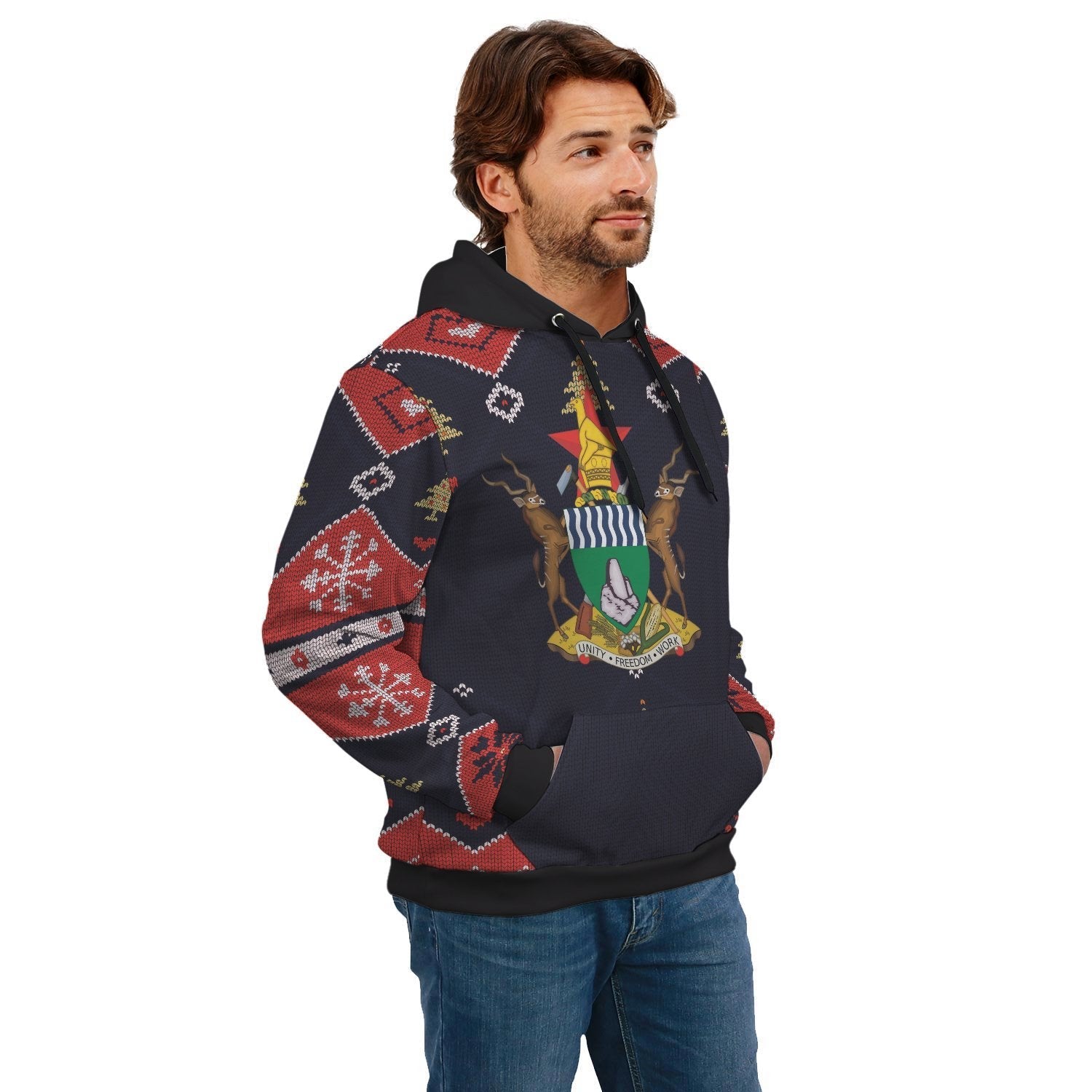 Zimbabwe Christmas Hoodie - Santa Claus Ho Ho Ho
