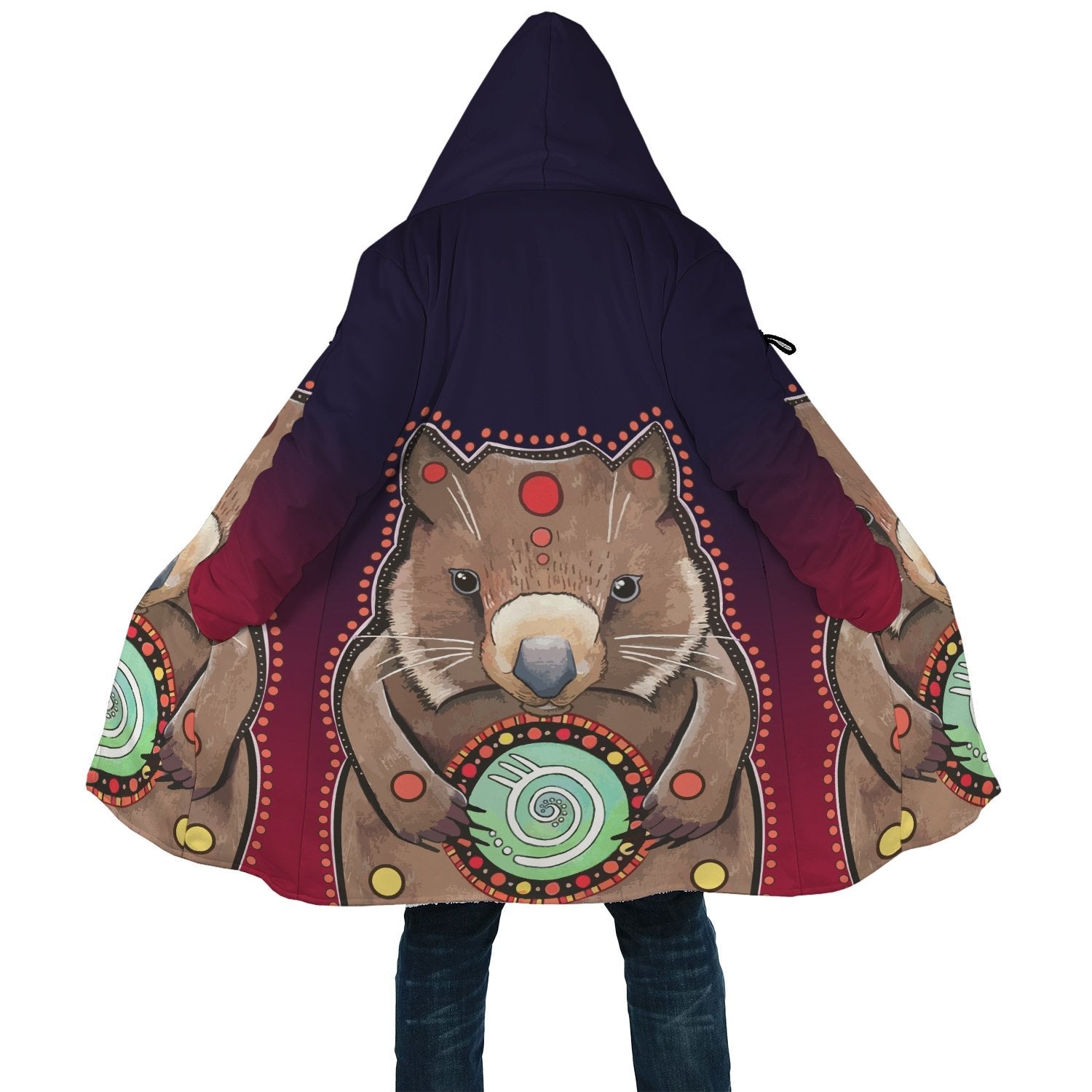 aboriginal-cloak-wombat-patters-circle-dot-painting