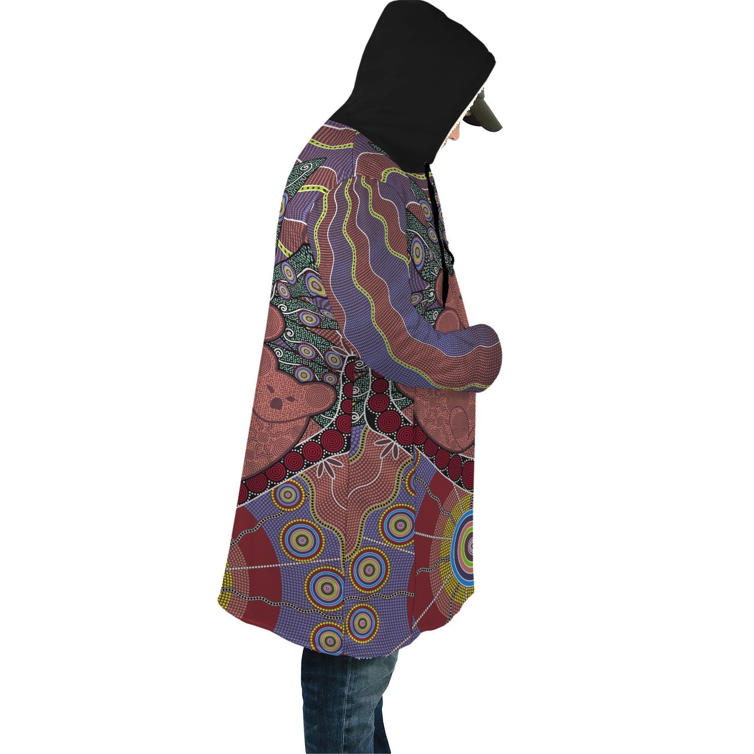 aboriginal-cloak-koala-patterns-circle-sun-dot-painting