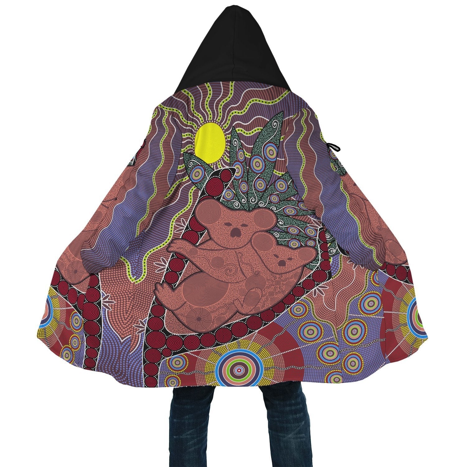 aboriginal-cloak-koala-patterns-circle-sun-dot-painting