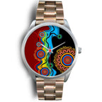 aboriginal-watch-indigenous-art-circle-patterns-blue-dream-silver-watch