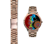 aboriginal-watch-indigenous-art-circle-patterns-blue-dream-rose-gold-watch