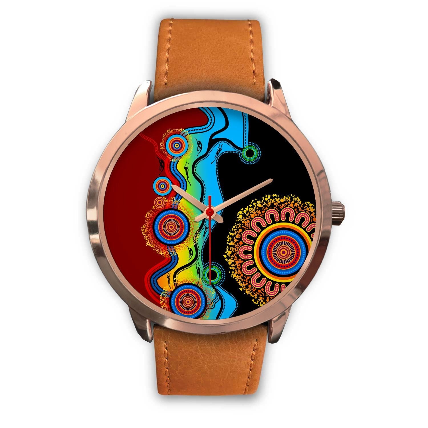 aboriginal-watch-indigenous-art-circle-patterns-blue-dream-rose-gold-watch
