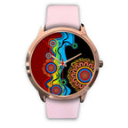 aboriginal-watch-indigenous-art-circle-patterns-blue-dream-rose-gold-watch