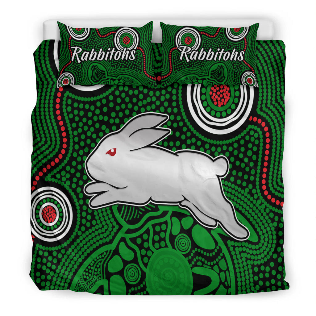 rabbitohs-indigenous-bedding-set-simple-green