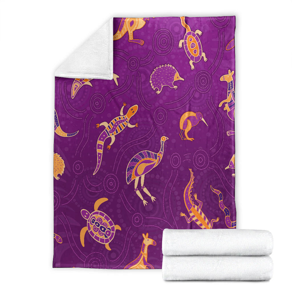 aboriginal-art-premium-blanket-animals-australia-version-purple