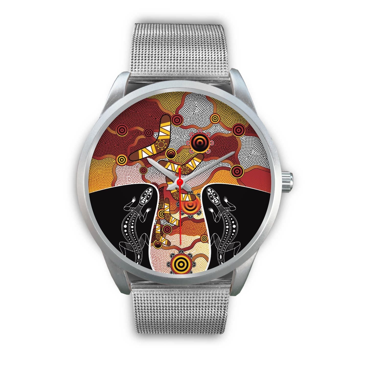 watch-dot-painting-lizard-boomerang-silver-watch-1