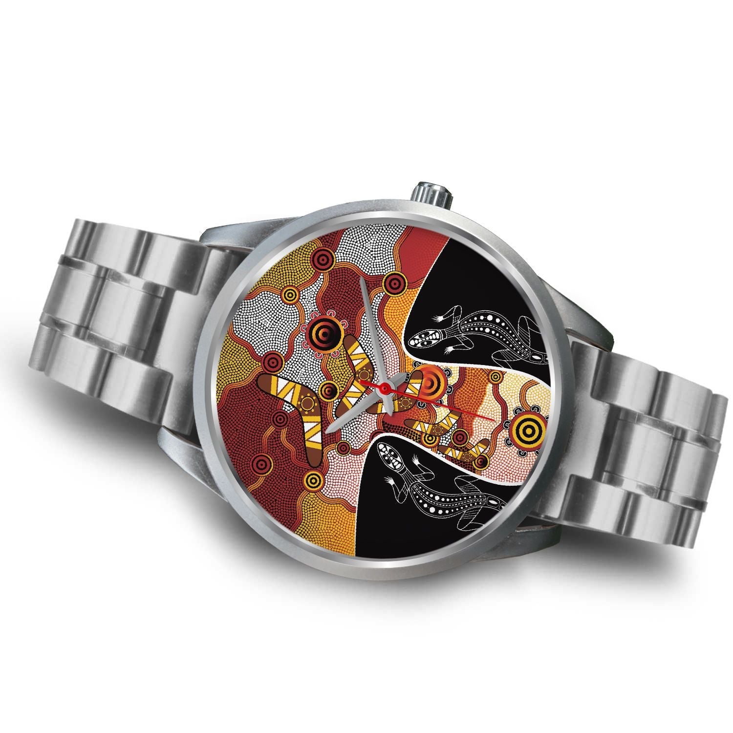 watch-dot-painting-lizard-boomerang-silver-watch-1